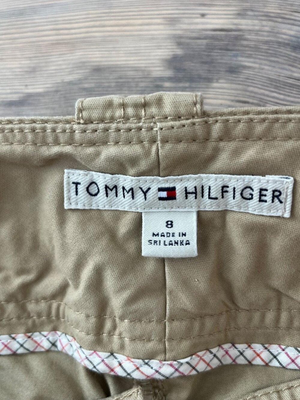 Tommy Hilfiger Flare Leg Chino Pants Womens 8 Khaki Flap Pockets Y2K - Picture 4 of 8